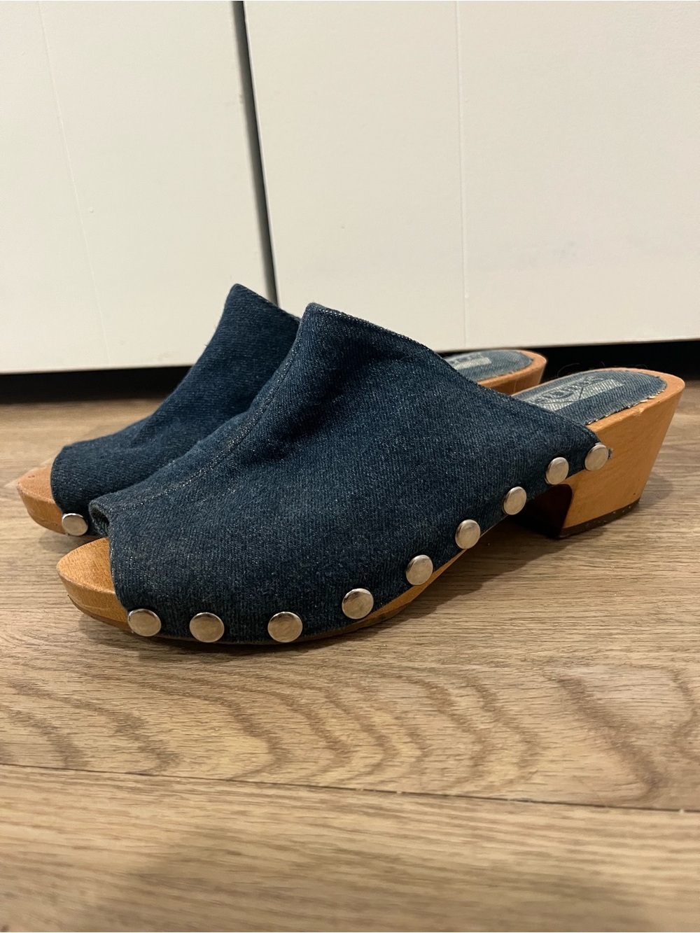 Denim, Studded Clogs